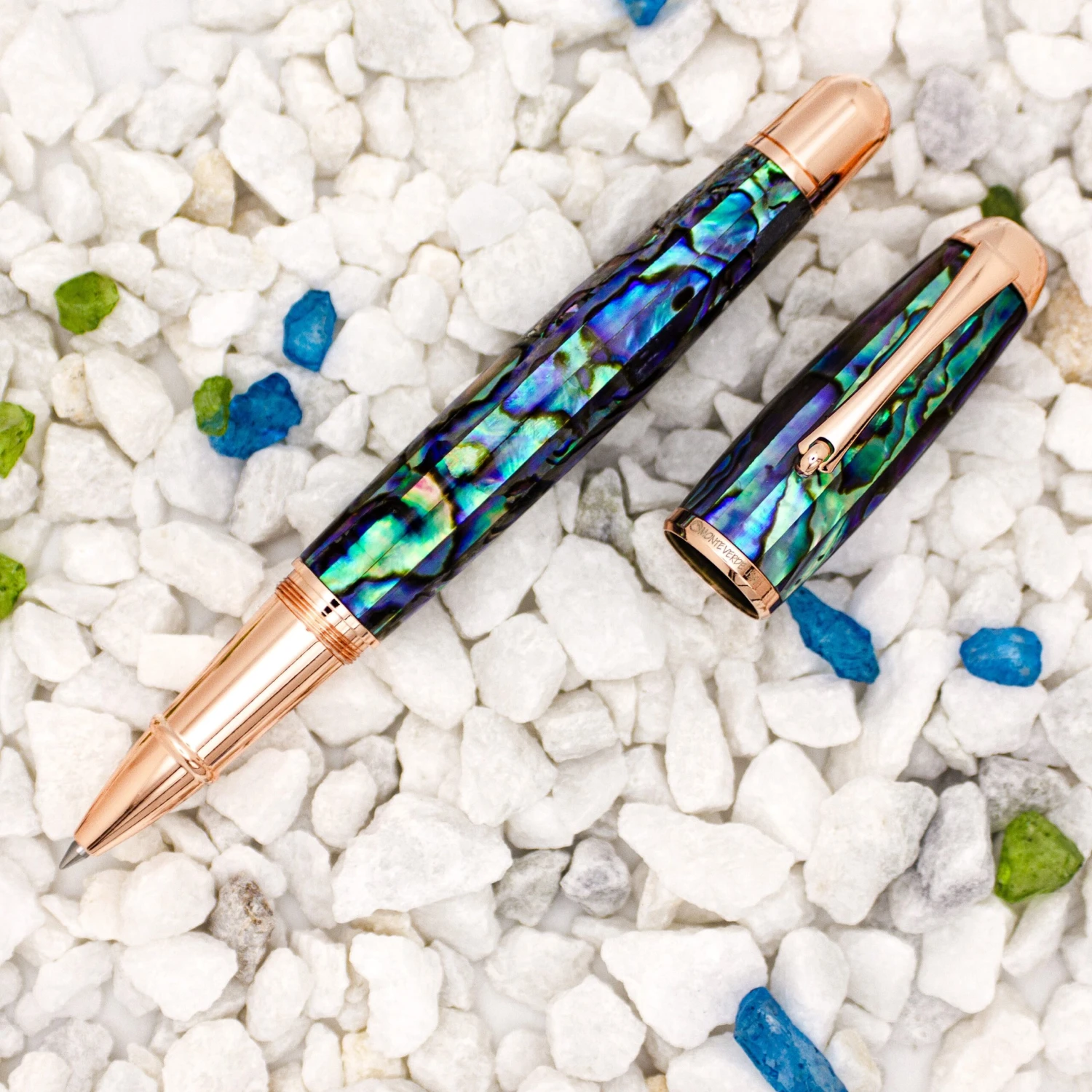 Monteverde Limited Edition Super Mega Abalone Rollerball Pen, Rose Gold Trim 3 Monteverde Limited Edition Super Mega Abalone Rollerball Pen, Rose Gold Trim