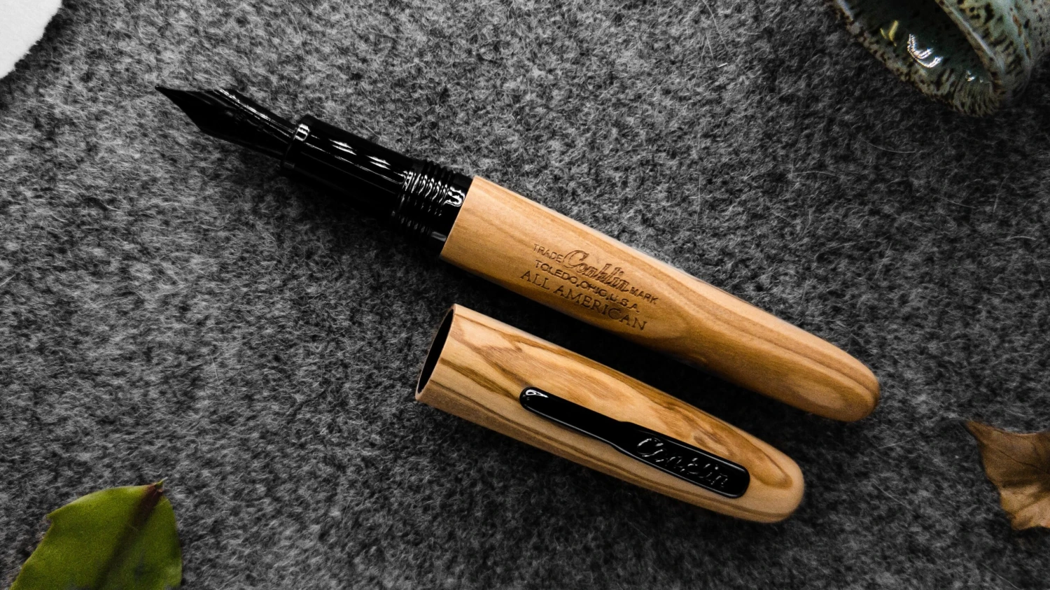 Conklin All American Limited Edition Olive Wood Fountain Pen, Gunmetal Trim 3 Conklin All American Limited Edition Olive Wood Fountain Pen, Gunmetal Trim