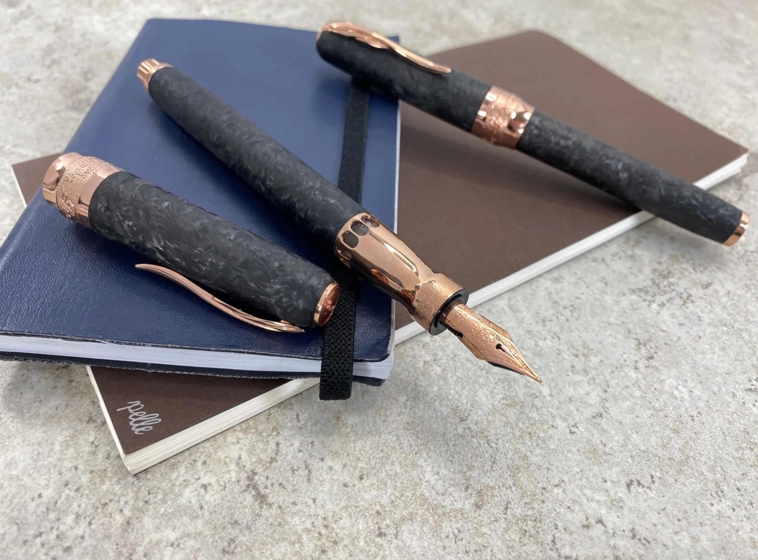 Pineider Limited Edition Forged Carbon Fountain Pen, Rose Gold Trim 5 Pineider Limited Edition Forged Carbon Fountain Pen, Rose Gold Trim - Image 3