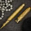 Pineider Matrix Jewelers Limited Edition Sterling Silver Rollerball Pen, Yellow Gold Plated -Office Supplies goldrb