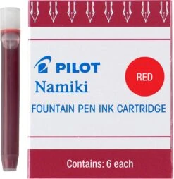 Pilot Namiki Fountain Pen Ink Cartridges, Red, 6pk