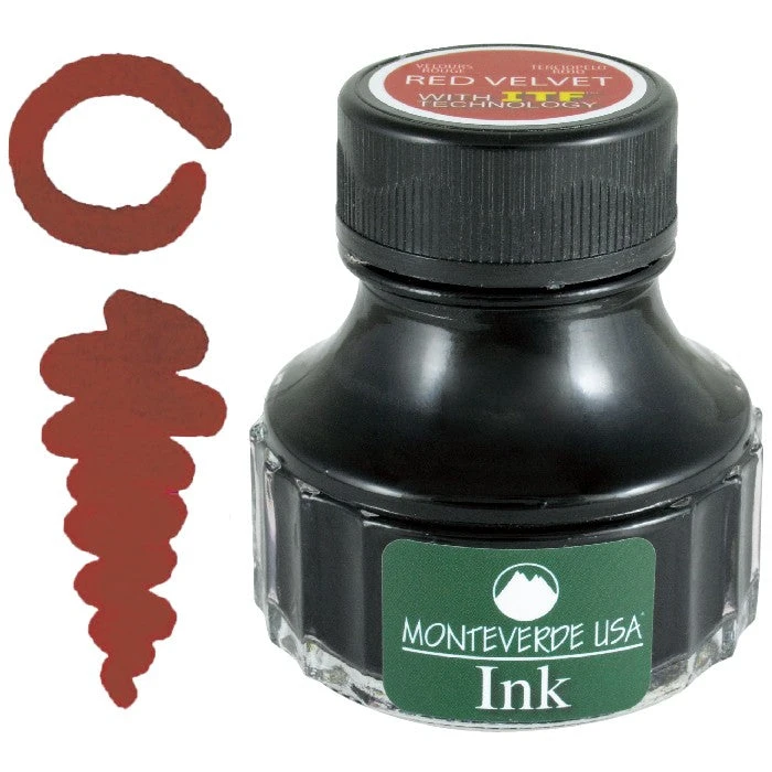 Monteverde 90ml Fountain Pen Ink Bottle, Red Velvet 3 Monteverde 90ml Fountain Pen Ink Bottle, Red Velvet